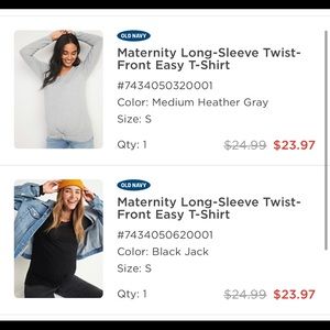 Set of Two Long Sleeve Twist Front Maternity Tees